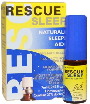 Original Flower Remedies, Rescue Sleep, Natural Sleep Aid Spray, 0.245 fl oz (7 ml) by Bach-Kosttillskott, Homeopati, Sömn