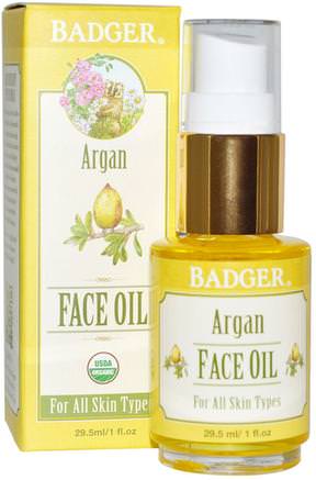 Argan Face Oil, For All Skin Types, 1 fl oz (29.5 ml) by Badger Company-Bad, Skönhet, Argan, Hudvård