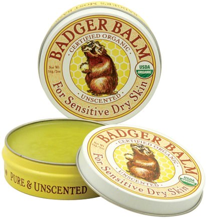 Badger Balm, For Sensitive Dry Skin, Unscented, 2 oz (56 g) by Badger Company-Hälsa, Hudvård