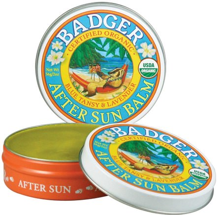 Organic After Sun Balm, Blue Tansy & Lavender, 2 oz (56 g) by Badger Company-Hälsa, Hudvård, Skönhet, Ansiktsvård, Solskyddssolskydd