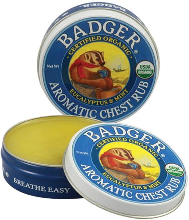 Organic Aromatic Chest Rub, Eucalyptus & Mint.75 oz (21 g) by Badger Company-Hälsa, Lung Och Bronkial, Bröstkorg