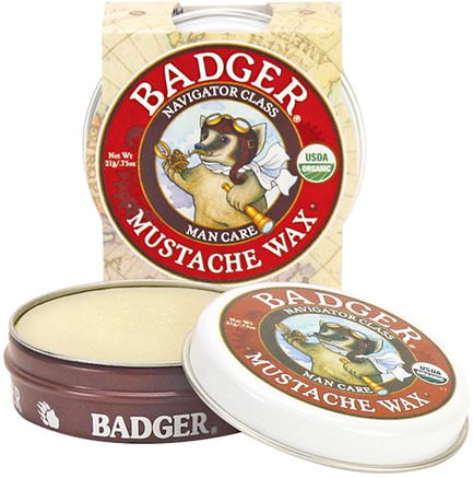 Organic Mustache Wax, Man Care.75 oz (21 g) by Badger Company-Bad, Skönhet, Personlig Vård