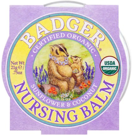 Organic Nursing Balm, Sunflower & Coconut.75 oz (21 g) by Badger Company-Barns Hälsa, Babyfodring, Amning