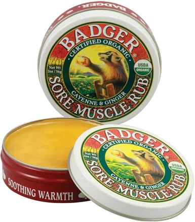 Sore Muscle Rub, Cayenne & Ginger, 2 oz (56 g) by Badger Company-Hälsa, Hudvård, Kvinnor, Hud