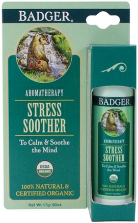 Stress Soother, Tangerine & Rosemary.60 oz (17 g) by Badger Company-Hälsa, Anti Stress, Bad, Skönhet, Aromterapi Eteriska Oljor