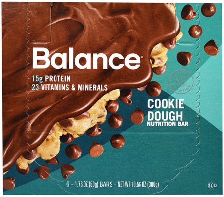 Nutrition Bar, Cookie Dough, 6 Bars, 1.76 oz (50 g) Each by Balance Bar-Kosttillskott, Näringsmässiga Barer, Snacks, Hälsosam Tilltugg