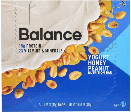 Nutrition Bar, Yogurt Honey Peanut, 6 Bars, 1.76 oz (50 g) Each by Balance Bar-Kosttillskott, Näringsmässiga Barer, Snacks, Hälsosam Tilltugg
