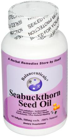 Seabuckthorn Seed Oil, 500 mg, 60 Softgels by Balanceuticals-Kosttillskott, Adaptogen, Havtorn