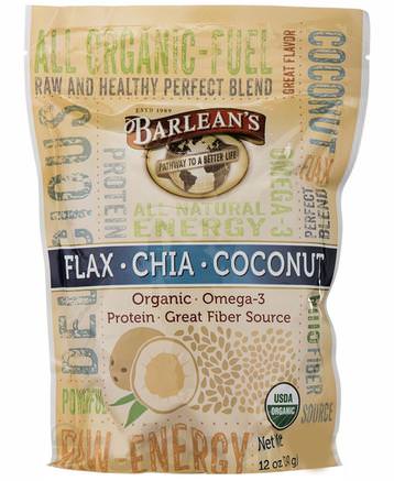 Flax-Chia-Coconut Blend, 12 oz (340 g) by Barleans-Kosttillskott, Linfrö, Efa Omega 3 6 9 (Epa Dha), Chia Frön