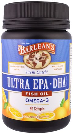 Fresh Catch Fish Oil, Ultra EPADHA, Orange Flavor, 60 Softgels by Barleans-Kosttillskott, Efa Omega 3 6 9 (Epa Dha), Dha, Epa, Barleans Fiskoljor