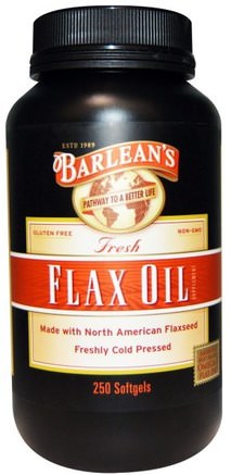 Fresh Flax Oil, 250 Softgels by Barleans-Kosttillskott, Efa Omega 3 6 9 (Epa Dha), Linfrö Mjukgeler, Barleans Linfröer