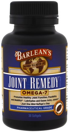 Joint Remedy, Omega-7, 30 Softgels by Barleans-Hälsa, Ben, Osteoporos, Gemensam Hälsa