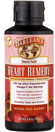 Omega Swirl, Heart Remedy, Mixed Red Berry, 5.6 oz (159 g) by Barleans-Kosttillskott, Efa Omega 3 6 9 (Epa Dha), Arytmi