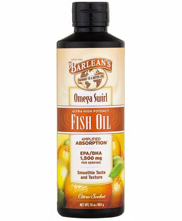 Omega Swirl, Ultra High Potency Fish Oil, Citrus Sorbet, 16 oz (454 g) by Barleans-Kosttillskott, Efa Omega 3 6 9 (Epa Dha), Flytande Fiskolja, Barleansfiskoljor