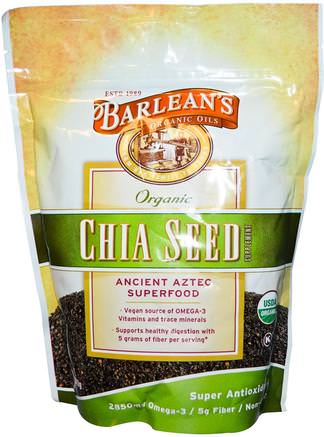 Organic Chia Seed Supplement, 12 oz (340 g) by Barleans-Kosttillskott, Efa Omega 3 6 9 (Epa Dha), Chia Frö, Barleans Chia Frötillskott