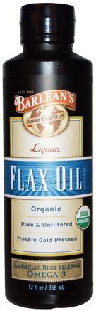 Organic Lignan Flax Oil, 12 fl oz (355 ml) by Barleans-Kosttillskott, Efa Omega 3 6 9 (Epa Dha), Linfröolja, Barleans Linoljor