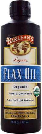 Organic Lignan Flax Oil, 16 fl oz (473 ml) by Barleans-Kosttillskott, Efa Omega 3 6 9 (Epa Dha), Linfröolja