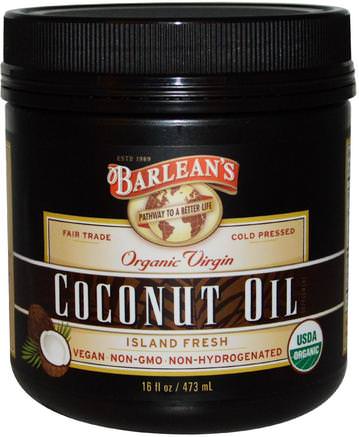 Organic Virgin Coconut Oil, 16 fl oz (473 ml) by Barleans-Mat, Kokosnötolja