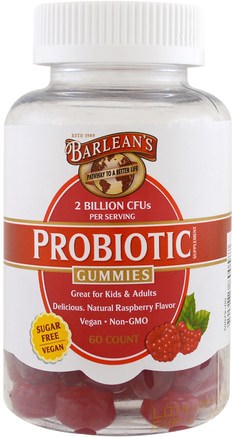 Probiotic Gummies, Natural Raspberry Flavor, 60 Count by Barleans-Kosttillskott, Probiotika, Stabiliserade Probiotika