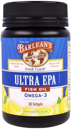 Ultra EPA, Fish Oil Omega-3, Lemonade Flavor, 60 Softgels by Barleans-Kosttillskott, Efa Omega 3 6 9 (Epa Dha), Dha, Epa