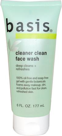 Cleaner Clean Face Wash, 6 fl oz (177 ml) by Basis-Skönhet, Ansiktsvård, Hudtyp Normal Till Torr Hud Typ Combo Till Fet Hud