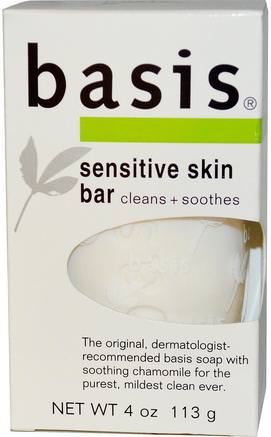 Sensitive Skin Bar, 4 oz (113 g) by Basis-Bad, Skönhet, Tvål