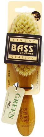 Baby Brush Soft Bristle, 100% Natural Bristle 100% Bamboo with Wood Handle, 1 Hair Brush by Bass Brushes-Bad, Skönhet, Hårborstar, Hår, Hårbotten