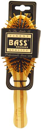 Large Oval, Hair Brush, Cushion Wood Bristles with Stripped Bamboo Handle, 1 Hair Brush by Bass Brushes-Bad, Skönhet, Hårborstar