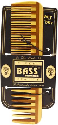 Large Wood Comb, Wide Tooth/ Fine Combination by Bass Brushes-Bad, Skönhet, Hårborstar