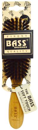 Semi Oval (soft) 100% Wild Boar Bristles, Wood Handle For Fine Hair, 1 Hair Brush by Bass Brushes-Bad, Skönhet, Hårborstar, Hår, Hårbotten