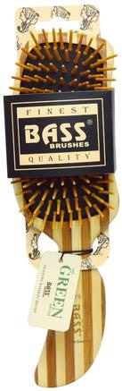 Semi S Shaped, Hair Brush, Wood Bristles with Stripped Bamboo Handle, 1 Hair Brush by Bass Brushes-Bad, Skönhet, Hårborstar, Hår, Hårbotten