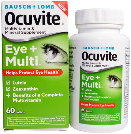 Eye + Multi, 60 Tablets by Bausch & Lomb Ocuvite-Lutein, Kosttillskott, Zeaxanthin, Ögonvård, Synvård