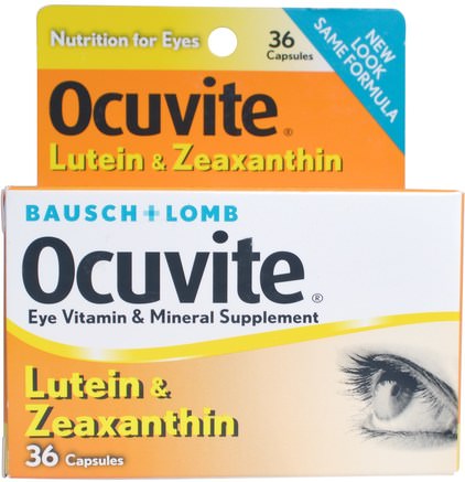 Lutein & Zeaxanthin, 36 Capsules by Bausch & Lomb Ocuvite-Lutein, Kosttillskott, Zeaxanthin, Ögonvård, Synvård