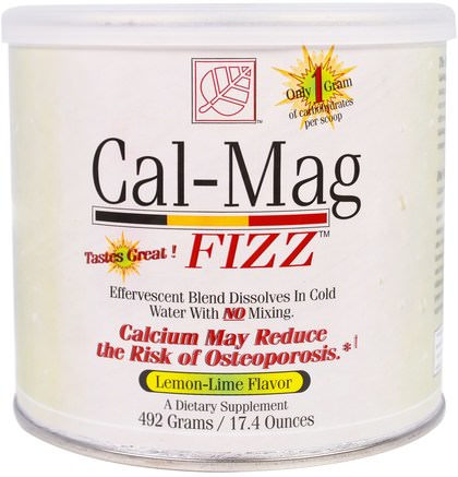 Cal-Mag Fizz, Lemon-Lime Flavor, 17.4 oz (492 g) by Baywood-Kosttillskott, Brusande