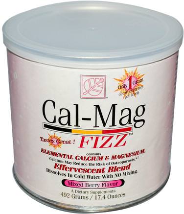 Cal-Mag Fizz, Mixed Berry Flavor, 17.4 oz (492 g) by Baywood-Kosttillskott, Brusande
