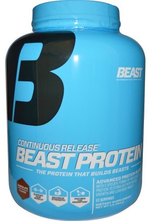 Beast Protein, Continuous Release, Chocolate Flavor, 4 lbs (1814 g) by Beast Sports Nutrition-Kosttillskott, Protein, Muskel