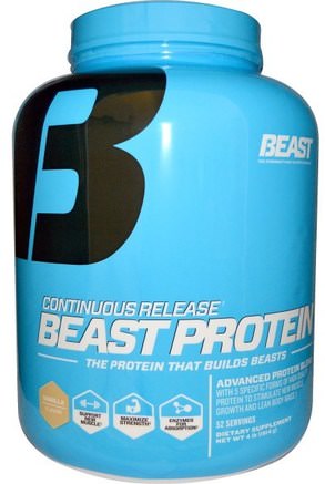 Beast Protein, Continuous Release, Vanilla, 4 lbs (1814 g) by Beast Sports Nutrition-Kosttillskott, Protein, Muskel