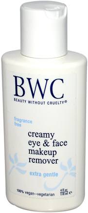 Creamy Eye & Face Makeup Remover, 4 fl oz (118 ml) by Beauty Without Cruelty-Bad, Skönhet, Smink