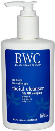 Facial Cleanser, 3% AHA Complex, 8.5 fl oz (250 ml) by Beauty Without Cruelty-Skönhet, Ansiktsvård, Hudtyp Normal Till Torr Hud Typ Combo Till Fet Hud
