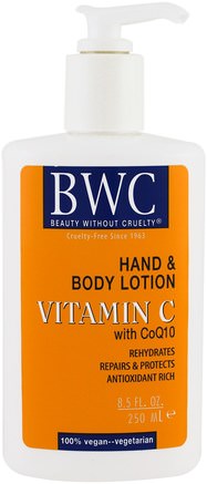 Vitamin C, With CoQ10, Hand and Body Lotion, 8.5 fl oz (250 ml) by Beauty Without Cruelty-C-Vitamin