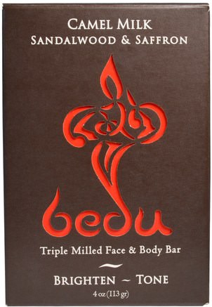 Triple Milled Face & Body Bar, Camel Milk Sandalwood & Saffron, 4 oz (113 g) by One with Nature-Bad, Skönhet, Tvål