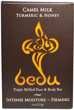 Triple Milled Face & Body Bar, Camel Milk Turmeric & Honey, 4 oz (113 g) by One with Nature-Kosttillskott, Antioxidanter, Curcumin, Bad, Skönhet, Tvål