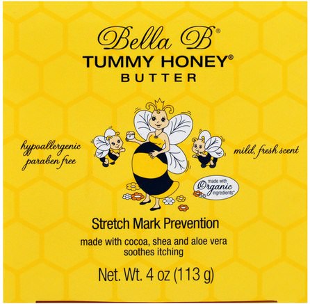 Tummy Honey Butter, Stretch Mark Prevention, 4 oz (113 g) by Bella B-Hälsa, Graviditet, Hud, Sträckmärken Ärr