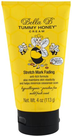 Tummy Honey Cream, Stretch Mark Fading, Mild Fresh Scent, 4 oz (113 g) by Bella B-Hälsa, Graviditet, Hud, Sträckmärken Ärr