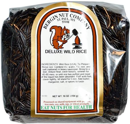 Deluxe Wild Rice, 16 oz (454 g) by Bergin Fruit and Nut Company-Mat, Ris Pasta Soppor Och Korn, Ris, Vildt Ris