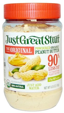Just Great Stuff, Powdered Organic Peanut Butter, The Original, 6.35 oz (180 g) by Betty Lous-Mat, Jordnötssmör