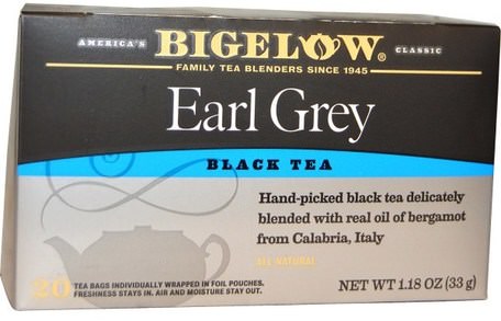 Earl Grey, Black Tea Blend, 20 Tea Bags, 1.18 oz (33 g) by Bigelow-Mat, Örtte, Earl Grå Te