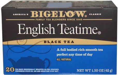 English Teatime, 20 Tea Bags, 1.50 oz (42 g) by Bigelow-Mat, Örtte, Svart Te