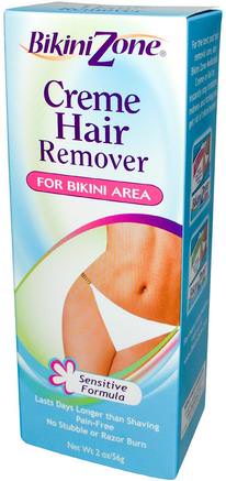 Creme Hair Remover, For Bikini Area, Sensitive Formula, 2 oz (56 g) by BikiniZone-Bad, Skönhet, Rakning, Vaxremsor Hårborttagning