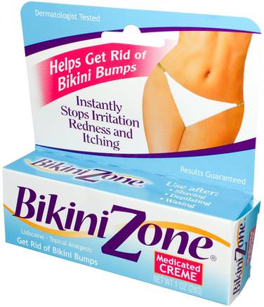 Medicated Creme, Helps Get Rid of Bikini Bumps, 1 oz (28 g) by BikiniZone-Bad, Skönhet, Rakning